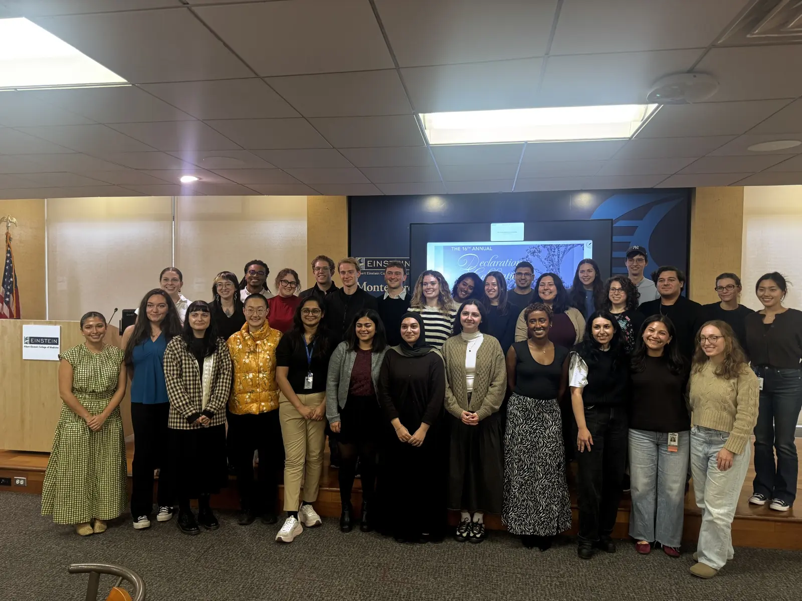 Smrithi Jayashree Satheeshkumar and fellow PhD and MD/PhD students at Einstein's 16th Annual Declaration Celebration